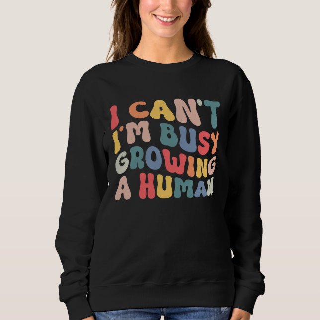 Groovy I Cant Im Busy Growing a Human Funny Mother Sweatshirt (Front)
