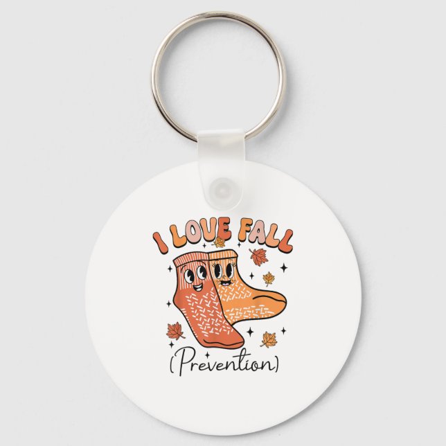 Groovy I Fall Prevention Fall Pt Physical Therapy  Keychain (Front)