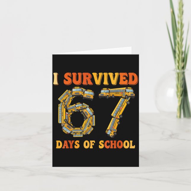 Groovy I Survived 67 Days Of School Funny 67 Meme  Card (Front)