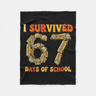 Groovy I Survived 67 Days Of School Funny 67 Meme Fleece Blanket