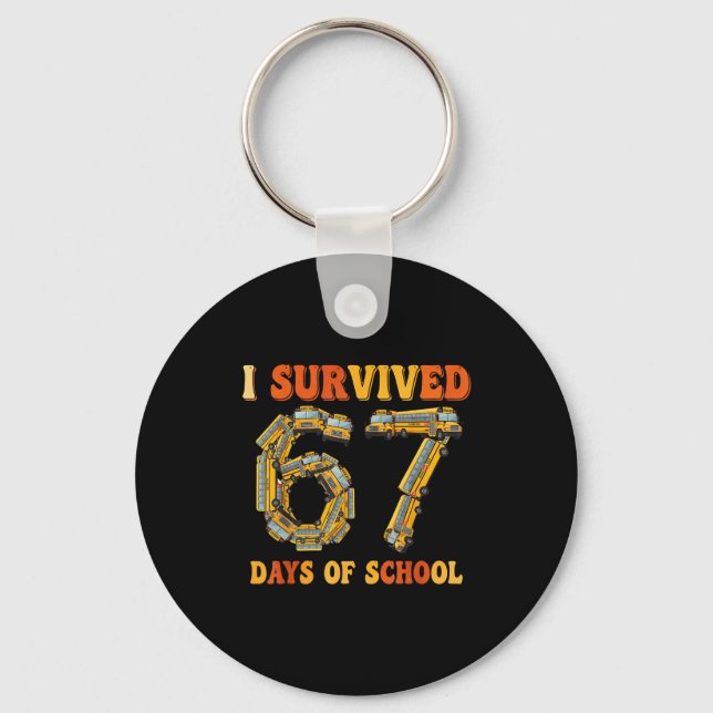 Groovy I Survived 67 Days Of School Funny 67 Meme  Keychain (Front)