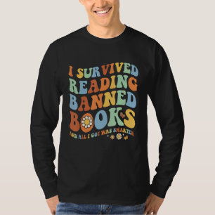 Groovy I Survived Reading Banned Books Book Booka T-Shirt