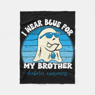 Groovy I Wear Blue For My Brother Diabetes T1d Awa Fleece Blanket