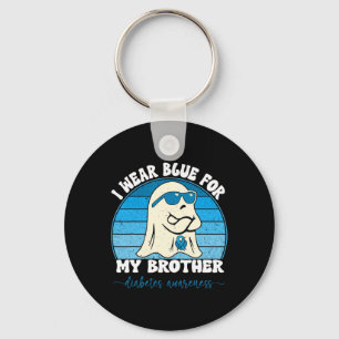 Groovy I Wear Blue For My Brother Diabetes T1d Awa Keychain
