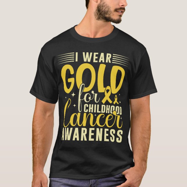 Groovy I Wear Gold For Childhood Cancer Awareness  T-Shirt (Front)