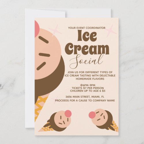 Groovy Ice Cream Cone Social Flyer Invitation