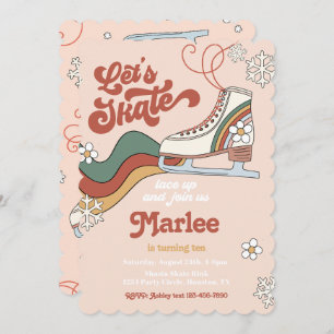 Groovy Ice Skating Birthday Invitation   Ice Skate