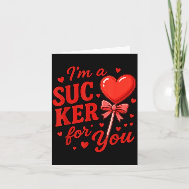 Groovy I'm A Sucker For You Retro Heart Candy Vale Card (Front)