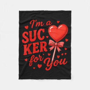 Groovy I'm A Sucker For You Retro Heart Candy Vale Fleece Blanket
