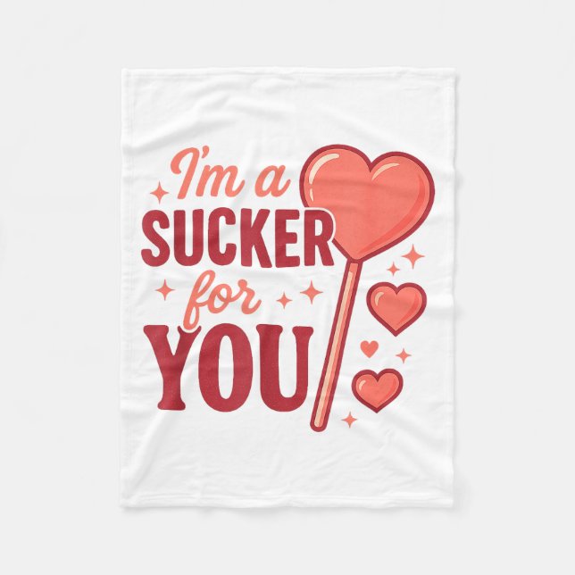 Groovy I'm A Sucker For You Retro Heart Candy Vale Fleece Blanket (Front)