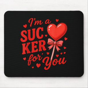 Groovy I'm A Sucker For You Retro Heart Candy Vale Mouse Pad