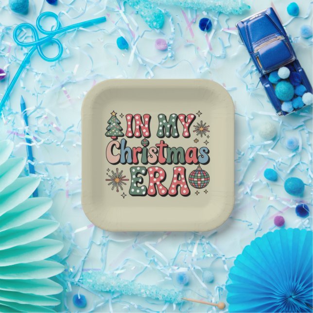 Groovy In My Christmas Era Funny Teacher Paper Plates (Party)