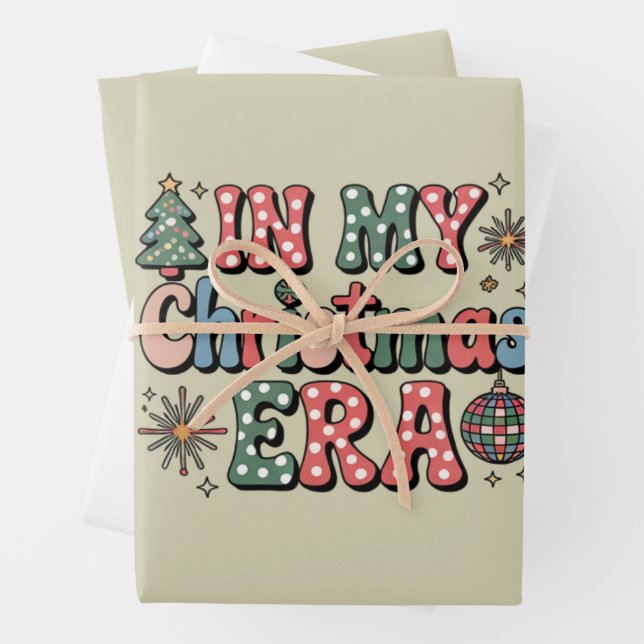 Groovy In My Christmas Era Funny Teacher Wrapping Paper Sheets (In situ)