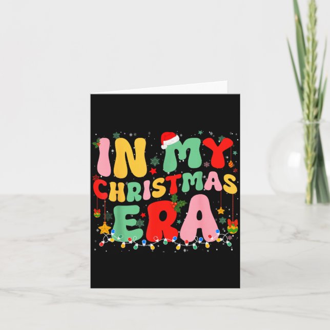Groovy In My Christmas Era Retro Holiday Xmas Ligh Card (Front)