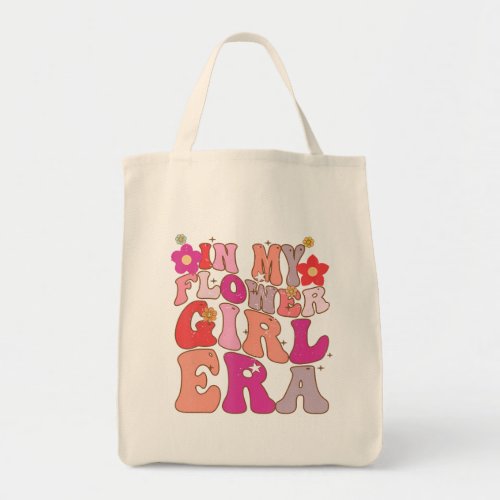  Groovy In My Flower Girl Era Retro Sister Toddler Tote Bag