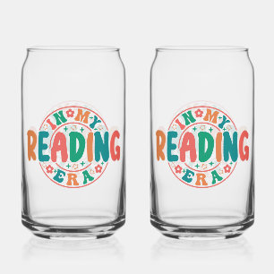 Groovy "In My Reading Era" Wavy Font Graphic Can Glass
