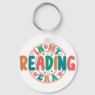 Groovy "In My Reading Era" Wavy Font Graphic Keychain