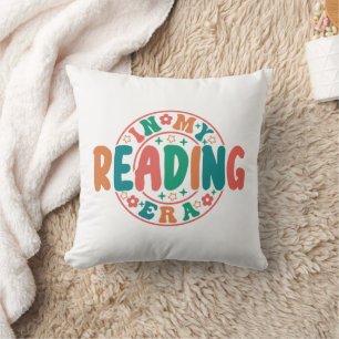 Groovy "In My Reading Era" Wavy Font Graphic Throw Pillow