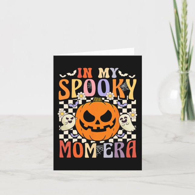 Groovy In My Spooky Mom Era Retro Halloween Ghost  Card (Front)