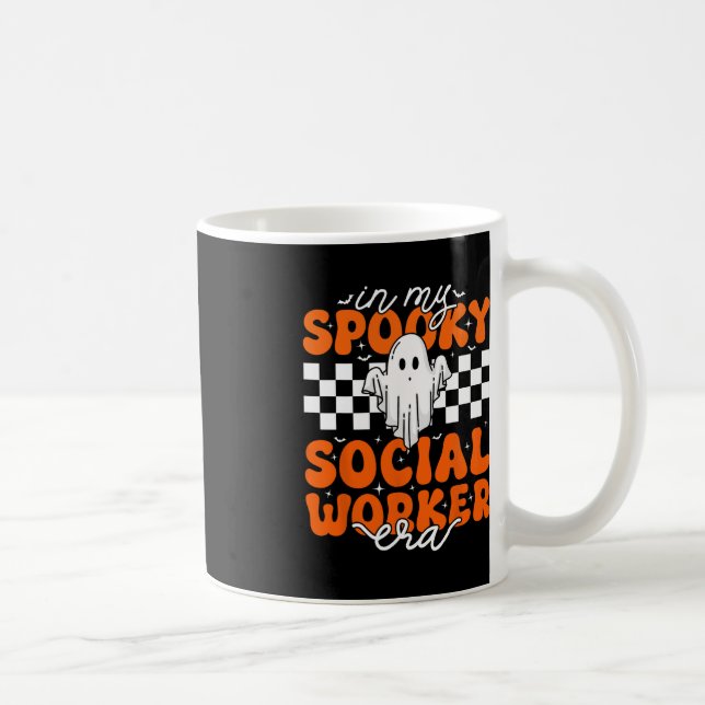 Groovy In My Spooky Social Worker Era Cute Ghost H Coffee Mug (Right)