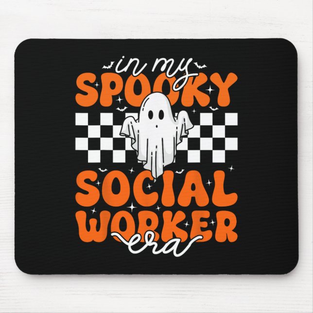 Groovy In My Spooky Social Worker Era Cute Ghost H Mouse Pad (Front)