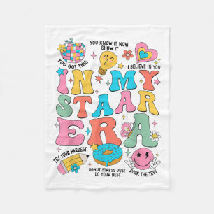Groovy In My Starr Era Testing Day Teacher Kids Mo Fleece Blanket