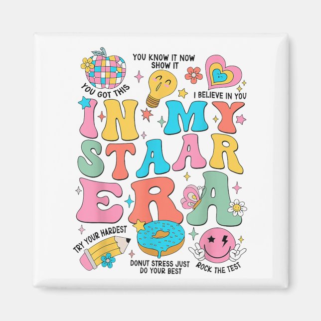 Groovy In My Starr Era Testing Day Teacher Kids Mo Magnet (Front)