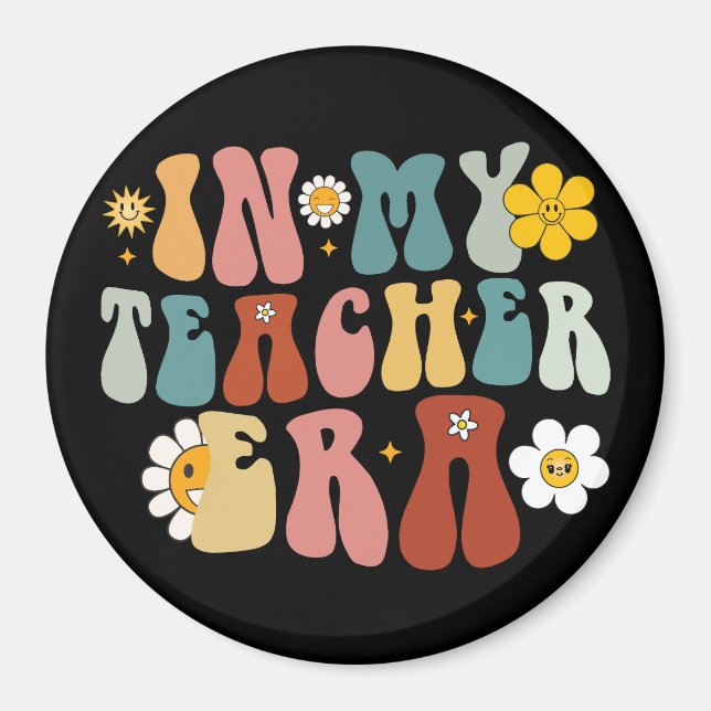 Groovy In My Teacher Era Back to School Teacher  Magnet (Front)