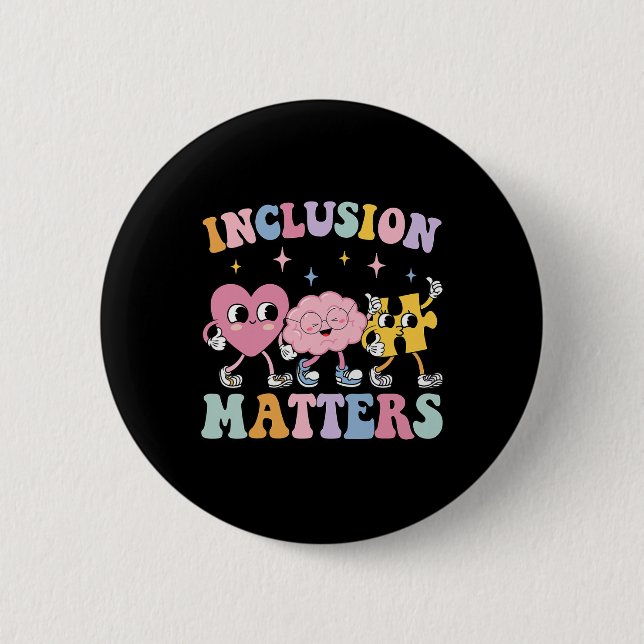 Groovy Inclusion Problems Autism Awareness Special Button (Front)