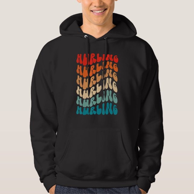 Groovy Irish Hurling Gaelic Game Retro 70s Hippie  Hoodie (Front)
