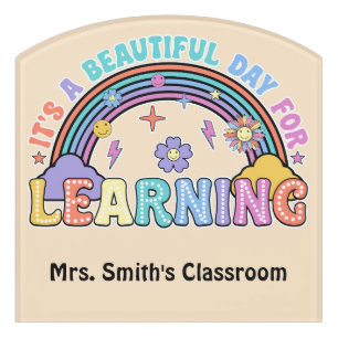 Groovy It's A Beautiful Day For Learning Teacher Door Sign