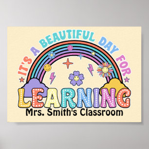 Groovy It's A Beautiful Day For Learning Teacher Poster
