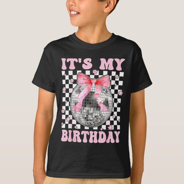 Groovy It's My Birthday Teens Girls Disco Ball Coq T-Shirt (Front)