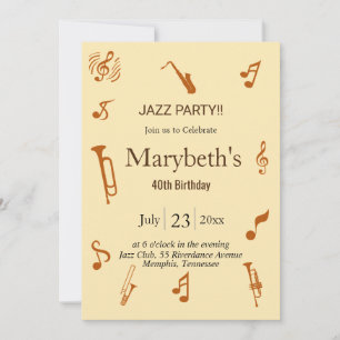 Groovy Jazz Themed Birthday Invitation