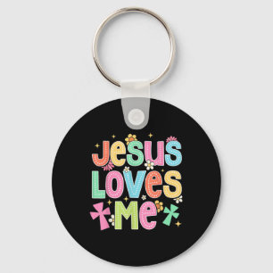 Groovy Jesus Loves Me Biblical Christian Church Keychain