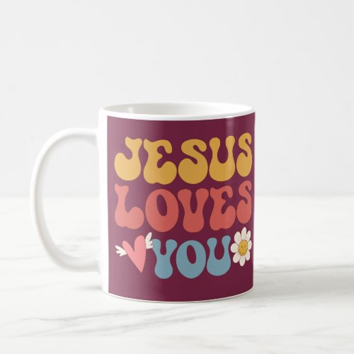 Groovy Jesus Loves You Christian 70s Hippie  Coffee Mug