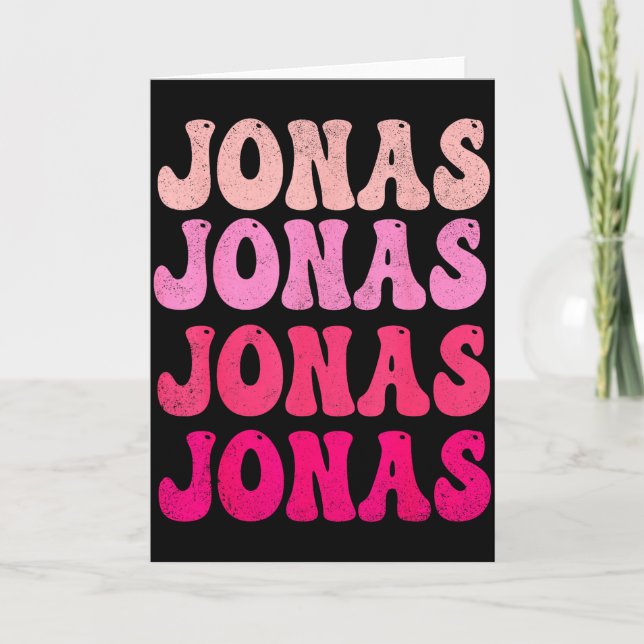 Groovy Jonas First Name D I Love Jonas Tees Meme  Card (Front)