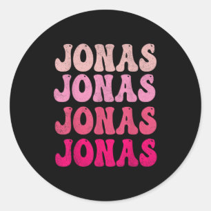 Groovy Jonas First Name D I Love Jonas Tees Meme  Classic Round Sticker