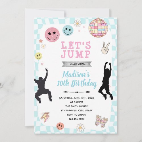 Groovy jump birthday party invitation