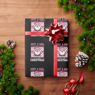 Groovy Just A Girl Who Loves Christmas Xmas Santa  Wrapping Paper