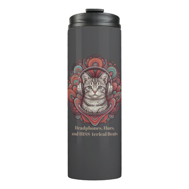 Groovy Kitty Vibe Tumbler - Silver Tabby (Front)