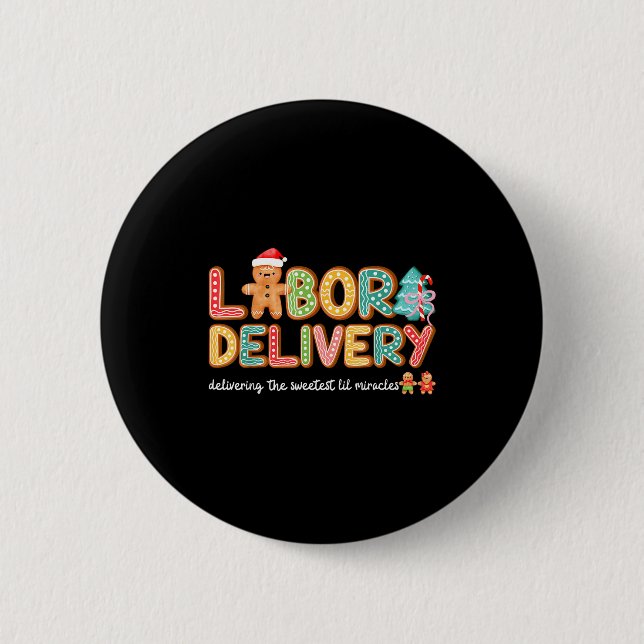 Groovy Labor And Delivery Christmas L&amp;d Nurse  Button (Front)