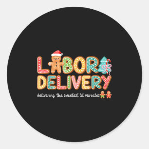Groovy Labor And Delivery Christmas L&amp;d Nurse  Classic Round Sticker