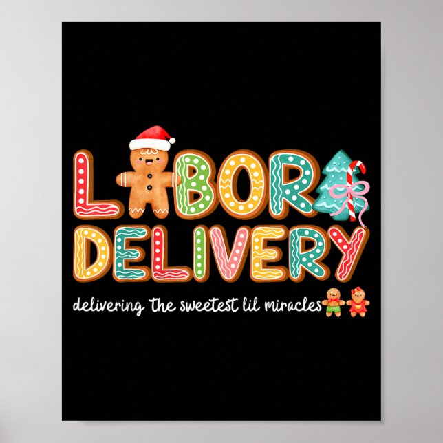 Groovy Labor And Delivery Christmas L&amp;d Nurse  Poster (Front)