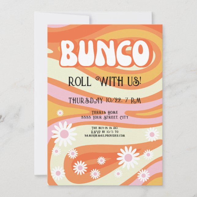 Groovy Ladies Night Bunco Party Invitation (Front)