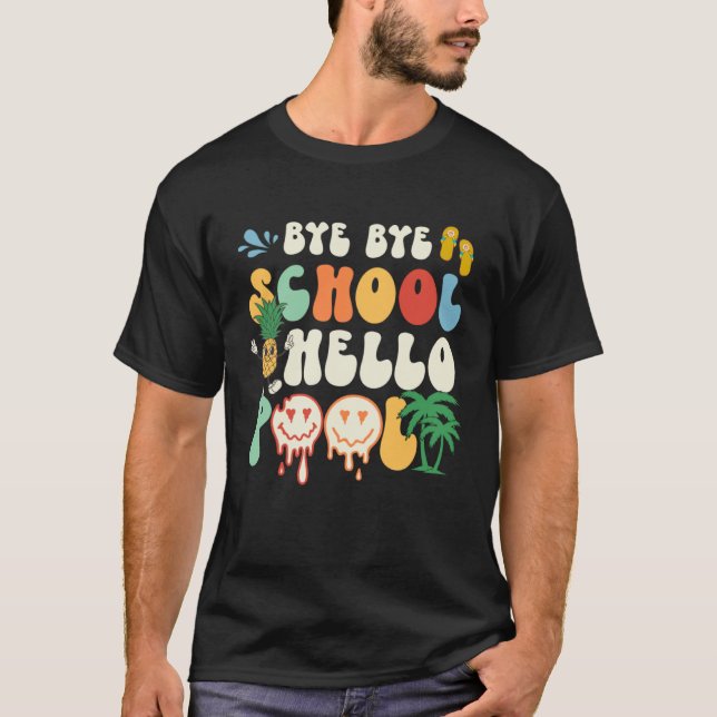 Groovy Last Day Of School Hello Summer Teacher Kid T-Shirt (Front)