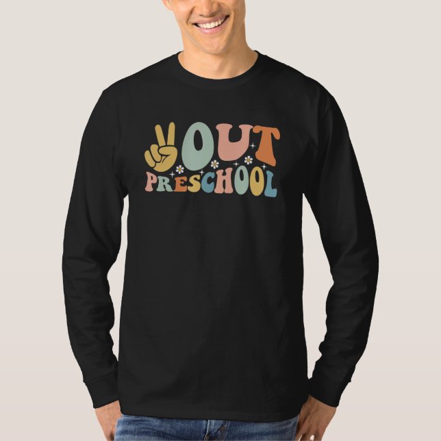 Groovy Last Day Of School Teacher Kids Peace Out P T-Shirt (Front)