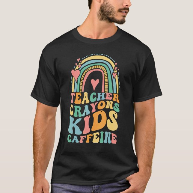 Groovy Last Day of School Teachers Crayons Kids Ca T-Shirt (Front)
