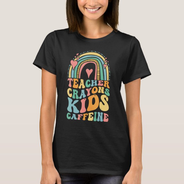Groovy Last Day of School Teachers Crayons Kids Ca T-Shirt (Front)