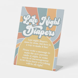 Groovy Late Night Diapers Retro Sunshine Shower Pedestal Sign